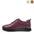 Кожени дамски ежедневни обувки с връзки в цвят бордо 21454-5