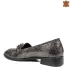 Ниски дамски обувки от ефектна естествена кожа в сиво 21463-1