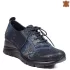 Сини дамски обувки от красива кожа на средна платформа 21465-2
