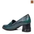 Дамски елегантни обувки от петролено зелена ефектна кожа 21469-3