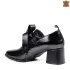Черни дамски елегантни обувки от естествен мачкан лак 21470-1
