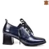 Сини дамски елегантни обувки от естествен мачкан лак 21470-2