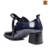 Сини дамски елегантни обувки от естествен мачкан лак 21470-2