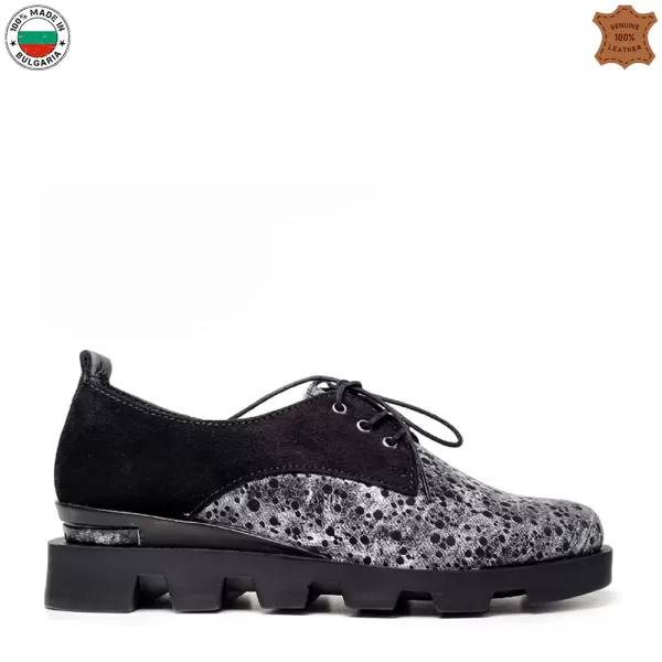 Български дамски обувки в сиво и черно 21065-1