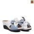 Дамски чехли с цвете в бяло и светло синьо на платформа 21284-2
