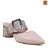 Розови дамски елегантни чехли със среден ток 21377-2