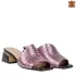 Дамски елегантни чехли с широк ток в цвят розов 21...