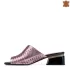 Дамски елегантни чехли с широк ток в цвят розов 21383-2