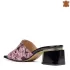 Розови елегантни дамски чехли от ефектна кожа с ток 21385-1