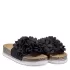 Равни дамски ежедневни чехли с цветя в черен цвят ...