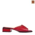 Червени елегантни дамски чехли с нисък ток 21432-1