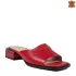 Червени елегантни дамски чехли с нисък ток 21432-1