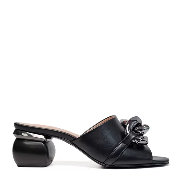Черни елегантни дамски чехли Eliza с ток 24097-1