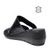 Черни дамски чехли от естествена кожа с платформа 24109-1