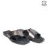 Ниски дамски чехли от естествена кожа в черен цвят 24123-2