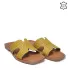 Жълти ниски дамски чехли от естествена кожа 24124-4