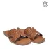 Кафяви ниски дамски чехли от естествена кожа 24124-2