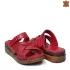 Ежедневни червени дамски чехли от естествена кожа 24174-4