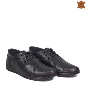 Мъжки летни обувки от естествена кожа в черен цвят...