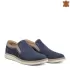 Сини мъжки летни обувки без връзки от естествен набук 13224-4