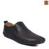 Шити кожени черни мъжки летни обувки с ластици 13234-1