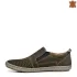 Шити тъмно зелени мъжки летни обувки с ластици 13234-3