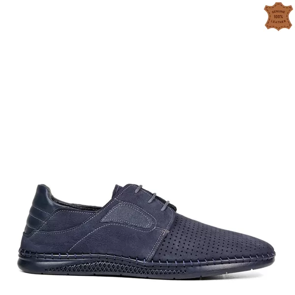 Мъжки пролетно летни обувки от набук в тъмно син цвят 13238-1