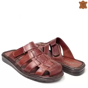 Мъжки чехли със затворени пръсти в кафяв цвят 14576-2