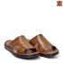 Кафяви мъжки чехли от естествена кожа големи номера 14592-2