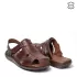 Кафяви мъжки сандали от естествена кожа с велкро 14595-3
