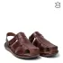 Кафяви мъжки сандали от естествена кожа с велкро 14595-3