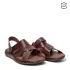 Кафяви мъжки сандали от естествена кожа с подвижна каишка 14598-2