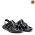 Черни мъжки сандали от естествена кожа с подвижна каишка 14598-1