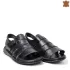 Черни мъжки сандали с отворени пръсти от естествена кожа 14599-1
