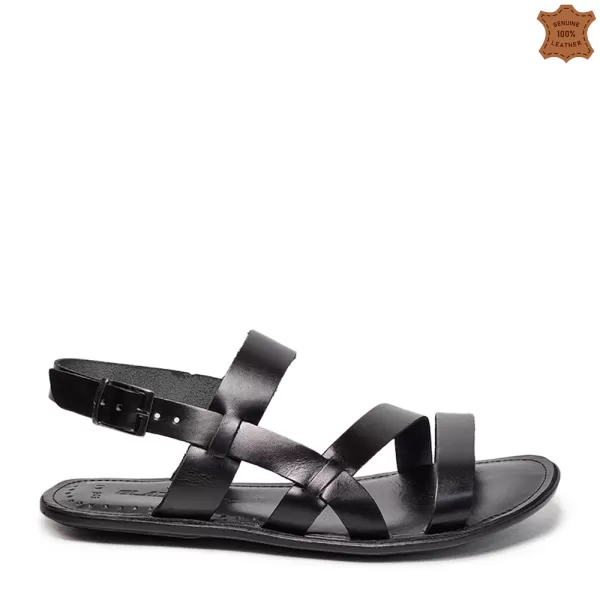 Мъжки сандали Gladiator 14602-1 от естествена кожа в черен цвят