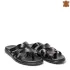 Кожени мъжки чехли Gladiator 14604-1 с преплетени каишки в черно