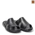 Черни мъжки чехли от естествена кожа с анатомична стелка 14607-1