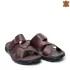 Мъжки чехли от естествена кожа в тъмно кафяв цвят 14615-3