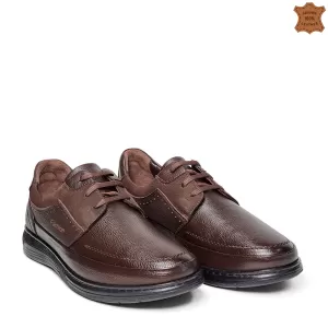 Мъжки обувки от естествена кожа с връзки в кафяво 13147-2