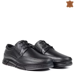 Мъжки обувки с връзки и ластик в черно 13163-1...