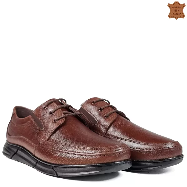Мъжки обувки с връзки и ластик в кафяво 13163-2