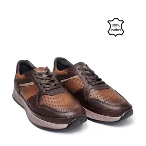 Мъжки ежедневни обувки от естествена кожа в кафяв ...