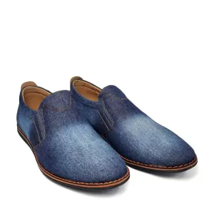 Сини мъжки обувки с ластици от дънков плат 13187-1...