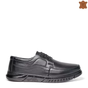 Ежедневни черни кожени мъжки обувки с връзки 13194-1