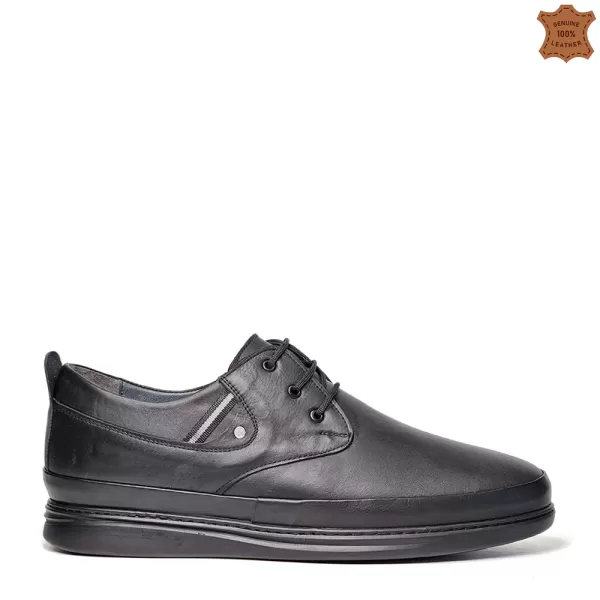 Черни мъжки обувки от естествена кожа големи номера - 13196-1