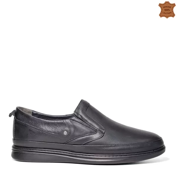 Черни мъжки обувки гигант 46-50 от естествена кожа - 13197-1