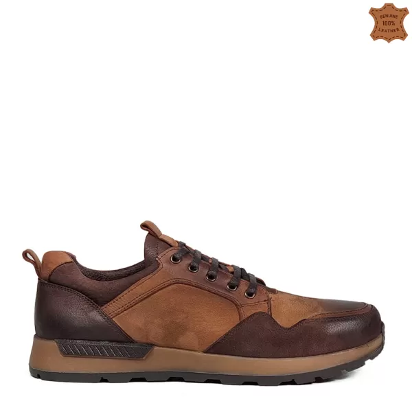 Мъжки ежедневни обувки от естествена кожа в кафяво - 13199-1