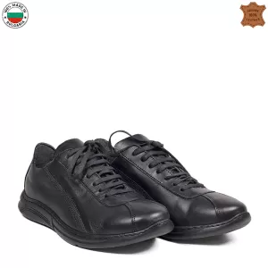 Български мъжки спортни обувки естествена кожа чер...
