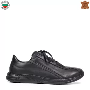 Български мъжки спортни обувки естествена кожа черни 13206-1
