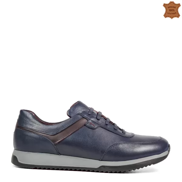 Мъжки сини обувки за ежедневие от естествена кожа 13212-2